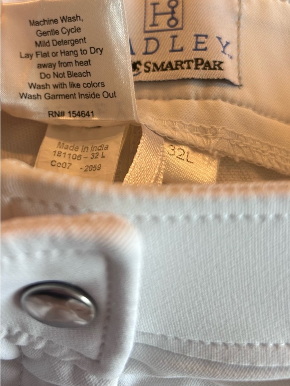 Hadley By Smartpak Breeches White Size 32L - Picture 10 of 12